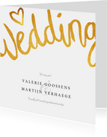 Trouwkaart wedding stijlvol en klassiek met goud en foto