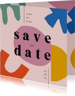 Trouwkaartje abstract save the date kleurrijk