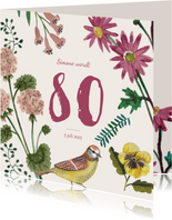 Uitnodiging Feestje 80 Bloemen Botanisch