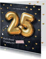 Uitnodiging huwelijk jubileumfeest 25 jaar ballon