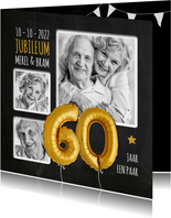 Uitnodiging jubileum 60 jaar ballonnen goud