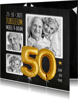 Uitnodiging jubileum ballonnen goud 50 jaar krijtbord
