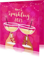 Uitnodiging nieuwjaarsborrel champagne sterretjes hip 