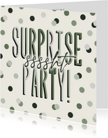 Uitnodiging surpriseparty sssht groene confetti