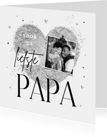 Vaderdagkaart liefste papa zilver grijs hartjes foto