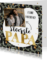 Vaderdagkaart 'Stoerste Papa' panterprint foto goud sterren