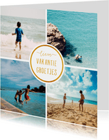 Vakantiekaart met 4 foto's vierkant 'Vakantiegroetjes' 
