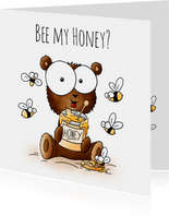 Valentijnskaart beertje - Bee my Honey?