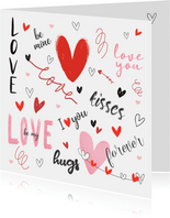 Valentijnskaart - hartjes met teksten