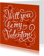 Valentijnskaart met sierlijke typografie