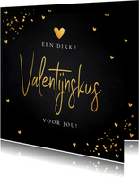 Valentijnskaart typografie zwart goudlook confetti