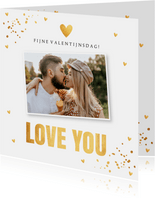 Valentijnskaart wit goudlook confetti foto