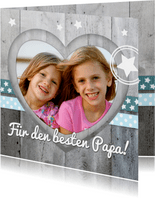 Vatertagskarte Holzlook Foto in Herz