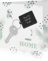 Verhuiskaart new home sleutel met label