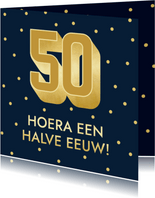 Verjaardagskaart 50 halve eeuw gouden cijfers