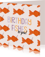 Verjaardagskaart birthday fishes to you met goudvispatroon