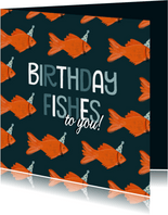 Verjaardagskaart birthdayfishes to you met goudvispatroon
