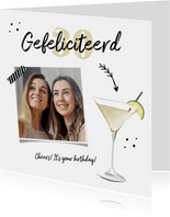 Verjaardagskaart cocktail hip foto en pijltje