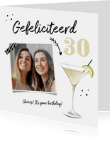 Verjaardagskaart cocktail hip foto en pijltje