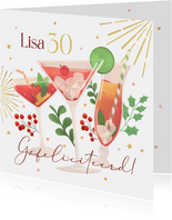 Verjaardagskaart cocktails cheers confetti gefeliciteerd 