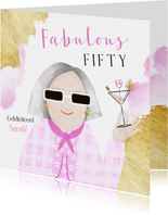 Verjaardagskaart Fabulous Fifty Sarah goudlook roze