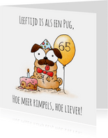 Verjaardagskaart hond - Leeftijd is als een pug