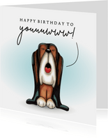 Verjaardagskaart joelende hond