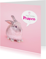 Verjaardagskaart - Konijn prinses