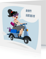 Verjaardagskaart met scooter