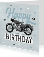 Verjaardagskaart motor vintage happy birthday
