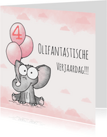 Verjaardagskaart olifantje - Olifantastische verjaardag!