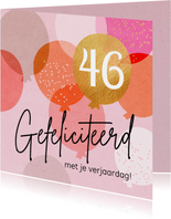 Verjaardagskaart roze ballonnen met leeftijd