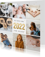 Vierkante nieuwjaarskaart fotocollage met terugblik op 2022