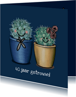 Vrolijke felicitatiekaart huwelijksjubileum met cactussen