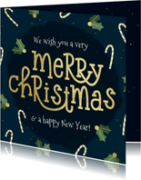 Weihnachtskarte dunkelblau 'Merry Christmas'