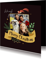 Weihnachtskarte Foto und Band 'Merry Christmas'