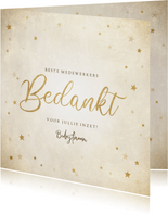 Zakelijke kerst bedankkaart met gouden sterren 'Bedankt'