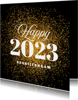 Zakelijke nieuwjaarskaart goud glitter vuurwerk 2023