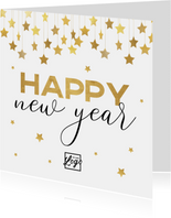 Zakelijke nieuwjaarskaart met gouden sterren en logo