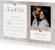 Change the date kalender hout met foto's en spijkers