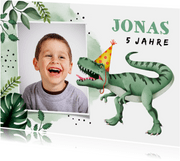 Einladung zum Kindergeburtstag mit Dinosaurier und Foto