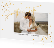 Jubileumkaart 5 jaar getrouwd goudlook confetti foto