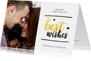 Kerstkaart - best wishes met glitter en gouden letters