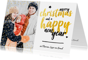 Kerstkaart - foto met glitter en gouden letters