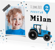 kinderfeestje stoer blauw tractor confetti ballon boerderij