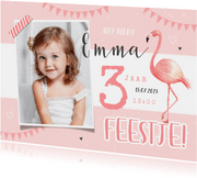Kinderfeestje uitnodiging meisje flamingo lief hip foto