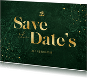 Save the date mandala patroon goud hartjes hindoestaans