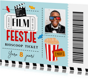 Uitnodiging film feestje ticket popcorn foto snoep
