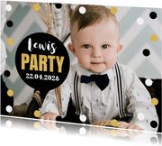 Uitnodiging kinderfeestje foto confetti jongen
