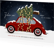Umzugskarte Käfer mit Weihnachtsbaum